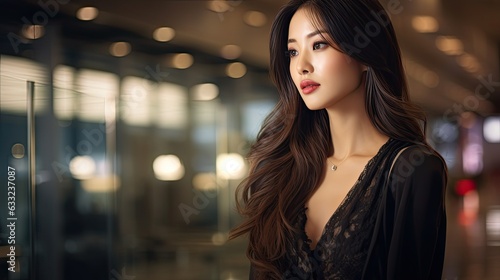 glamorous asian woman in luxury airport - created using generative AI tools © Salander Studio