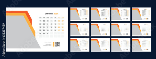 Vector desk calendar template 2024