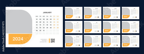 Vector desk calendar template 2024