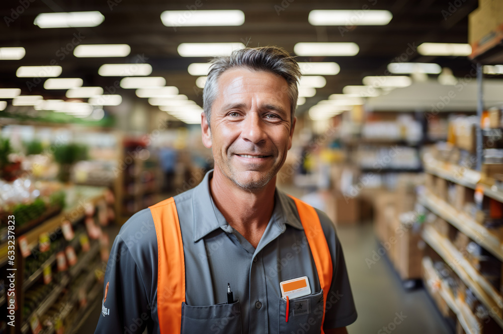 AI generated image of mature male home improvement store AI generated image of mature male home improvement store