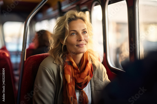 AI generated image of mature senior woman in the bus © Kalim