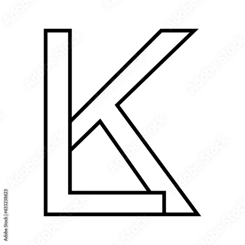 Logo sign lk kl, icon double letters logotype k l