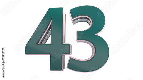 Creative green 3d number 43