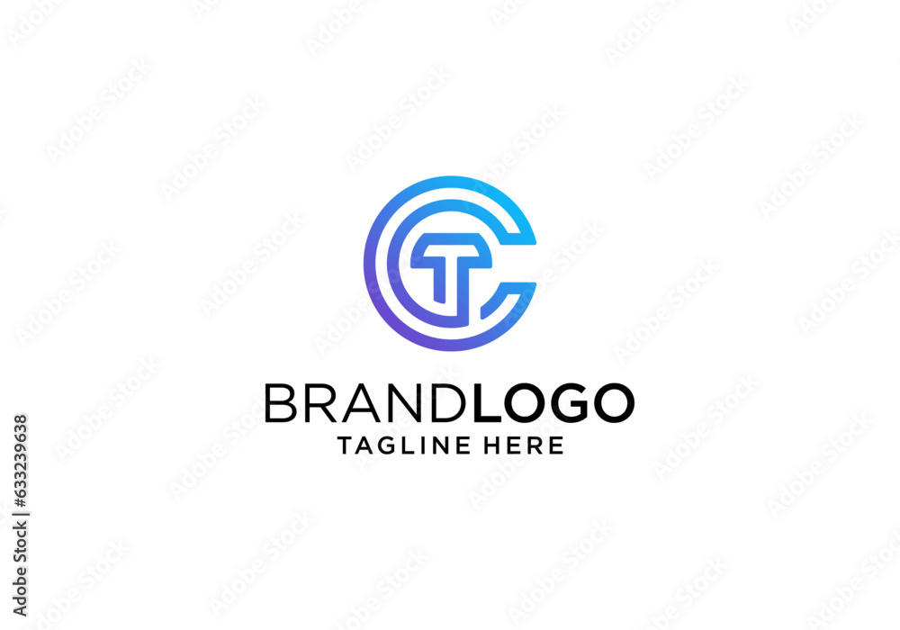 CT Logo, Initial Letter Logo Template, Letter C + Letter T Logo
