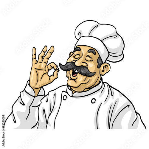 Chef OK Okay Sign Cartoon Character Design Vector Drawing Art