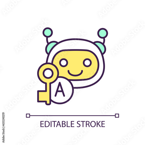 Editable understand search intent icon representing AI for SEO, isolated vector, thin line illustration.