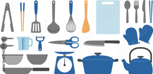 調理器具のイラスト・アイコンのセット（kitchen utensils）