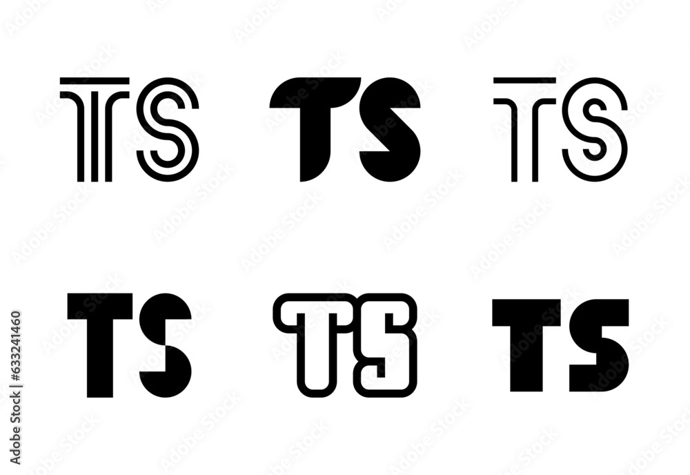 Set of letter TS logos. Abstract logos collection with letters. Geometrical abstract logos Set of letter TS logos. Abstract logos collection with letters. Geometrical abstract logos