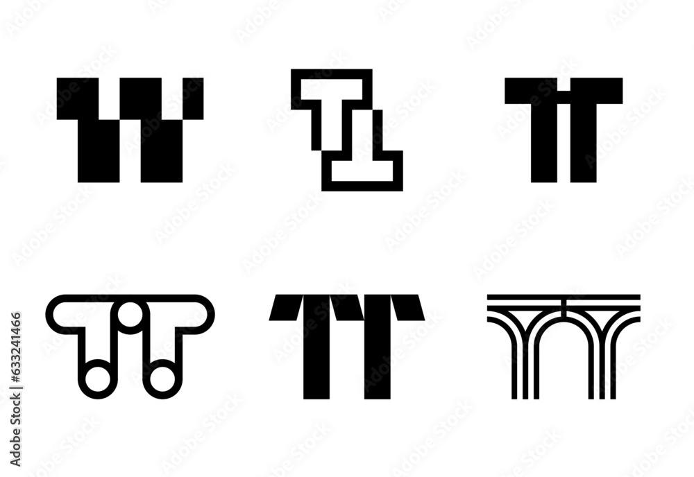 Obraz premium Set of letter TT logos. Abstract logos collection with letters. Geometrical abstract logos