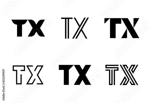 Set of letter TX logos. Abstract logos collection with letters. Geometrical abstract logos