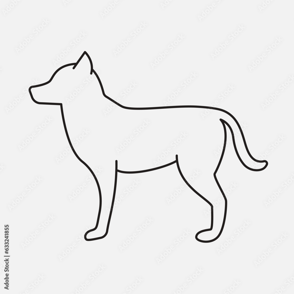 Dog silhouette line icon. Pet side view. Animal friend. Vector Isolated