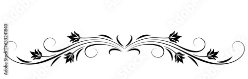 Floral ornament with leaves and abstract lines. Graceful element for decor and greeting or invitation card design