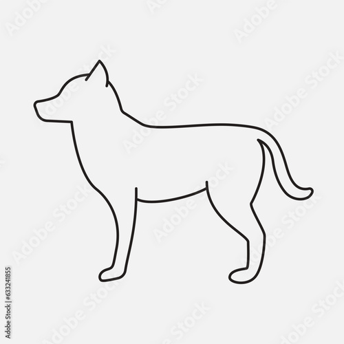 Dog silhouette line icon. Pet side view. Animal friend. Vector Isolated
