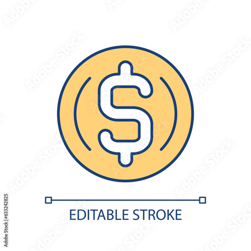 Fotografie 2D editable legal tender thin line icon, isolated vector, multicolor illustration representing digital currency