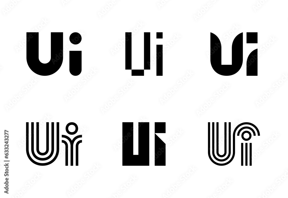 Obraz premium Set of letter UI logos. Abstract logos collection with letters. Geometrical abstract logos
