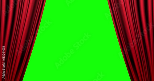 金色のサテン風のステージカーテンが左右に開くアニメーション背景素材(グリーンバック)