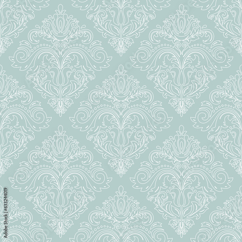 Orient classic pattern. Seamless abstract background with vintage elements. Light blue and white orient background. Ornament for wallpapers and packaging