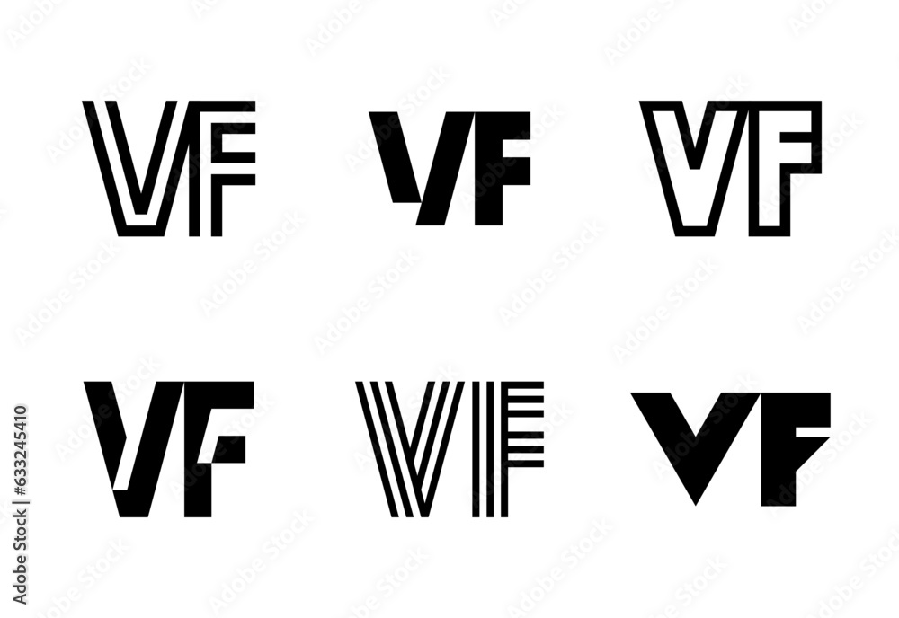 Obraz premium Set of letter VF logos. Abstract logos collection with letters. Geometrical abstract logos