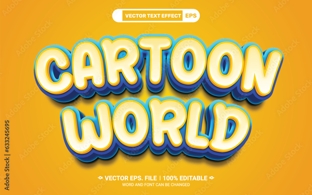 Cartoon world 3d vector text effect
