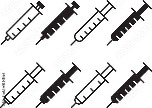 Syringe icon set illustration. injection sign and symbol