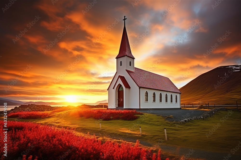 Vikurkirkja christian church in Vik i Myrdal village, Iceland