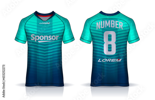 t-shirt sport design template, Soccer jersey mockup for football club. uniform front and back view.