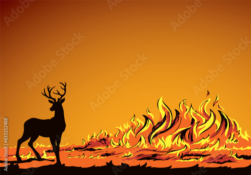 Bright fire. Vector drawing pattern