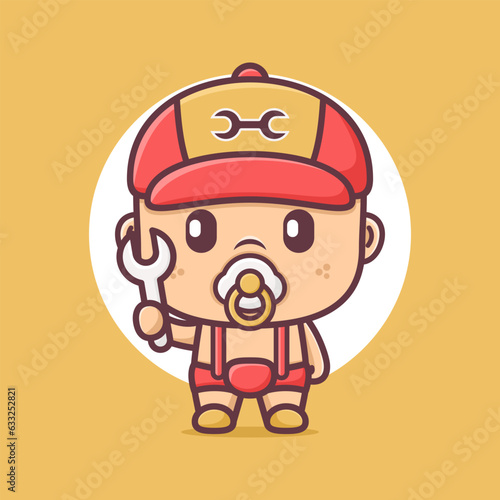 cute mechanic baby cartoon mascot