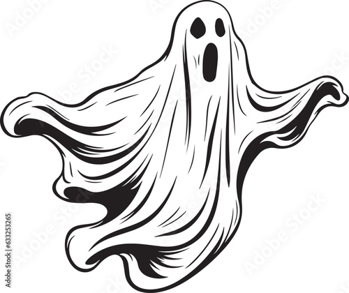 Fotografie, Obraz Vintage ghost, Halloween scary ghost monsters Vector Illustration, SVG