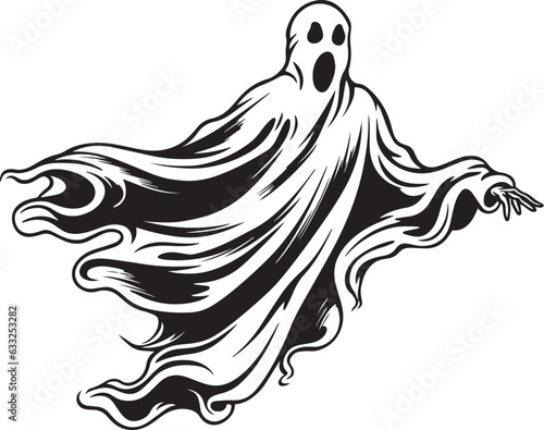 Vintage ghost, Halloween scary ghost monsters Vector Illustration, SVG