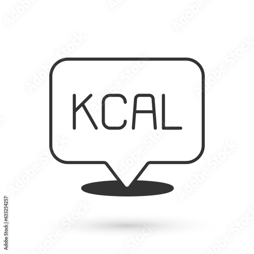 Grey Kcal icon isolated on isolated on white background. Health food. Vector