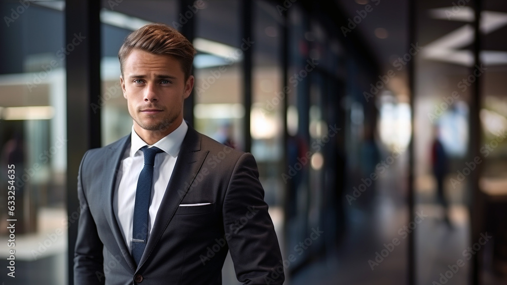 Confident Business Elegance-Handsome Businessman Posing with Style Confident Business Elegance-Handsome Businessman Posing with Style