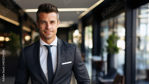 Confident Business Elegance-Handsome Businessman Posing with Style