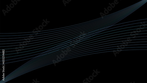 黒背景に波の様なウェーブラインのベクター背景画像