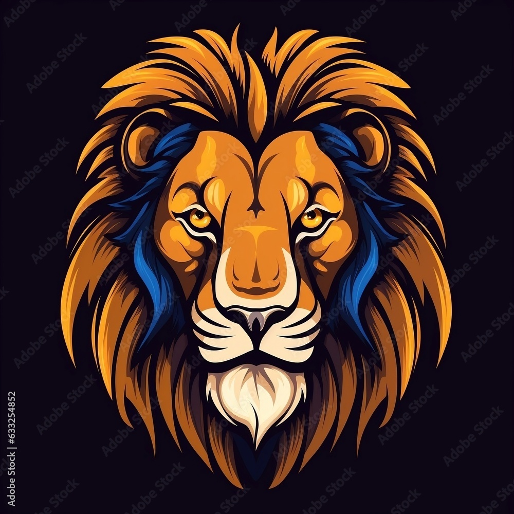 Lion face mascot flat vector illustration generative ai