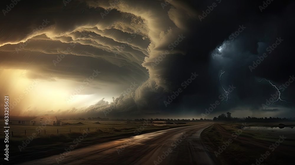 Ominous beauty as a dark tornado takes shape in the distance, a powerful testament to the earth's ever-changing and formidable nature. Generated by AI. Ominous beauty as a dark tornado takes shape in the distance, a powerful testament to the earth's ever-changing and formidable nature. Generated by AI.