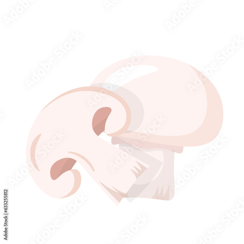 Champignons, cute whole white edible mushroom and cut into slices or half for cooking