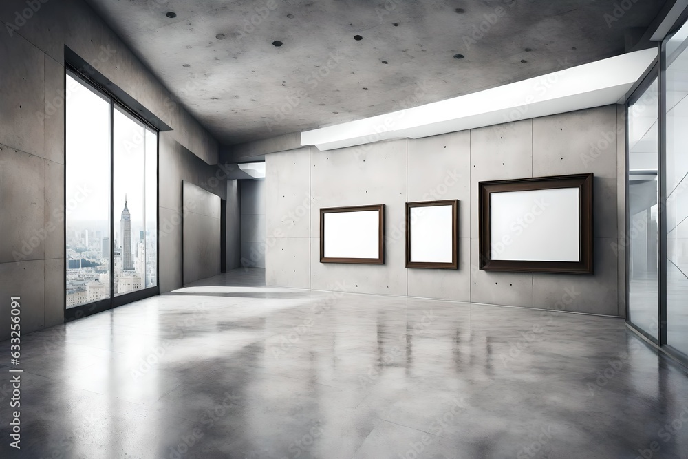 empty room with a blank 3d mockups on walls empty room with a blank 3d mockups on walls