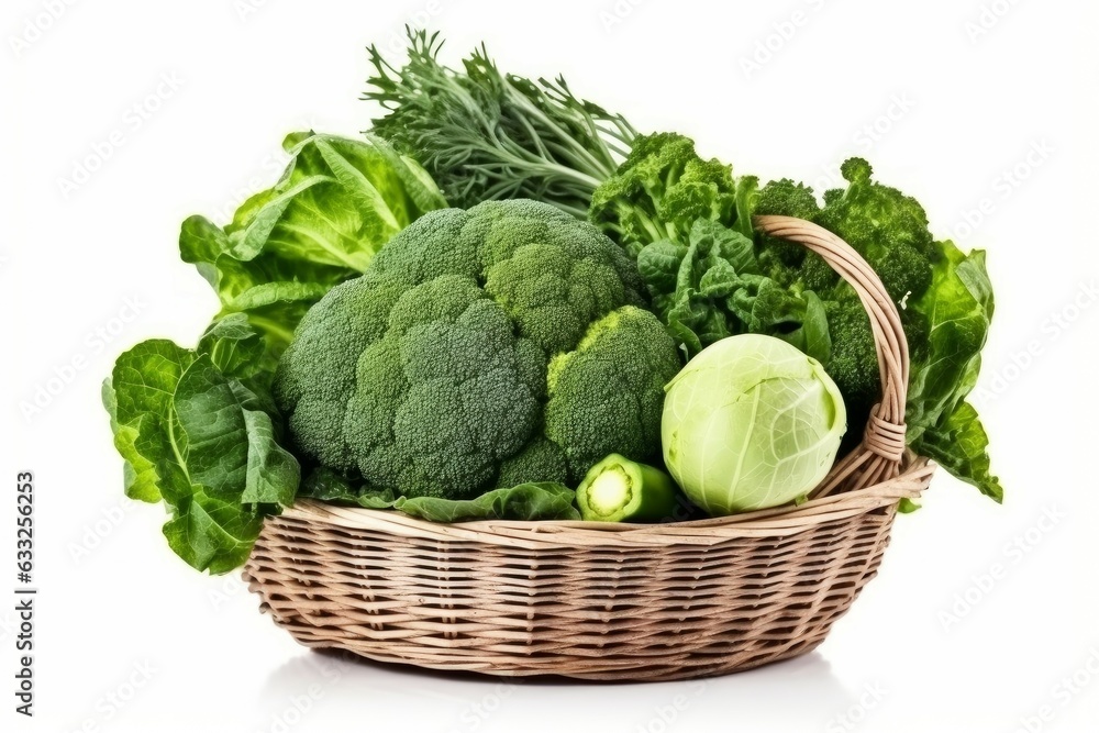 Basket green vegetables. Generate Ai Basket green vegetables. Generate Ai