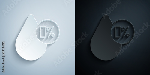 Paper cut Water balance icon isolated on isolated on grey and black background. Paper art style. Vector