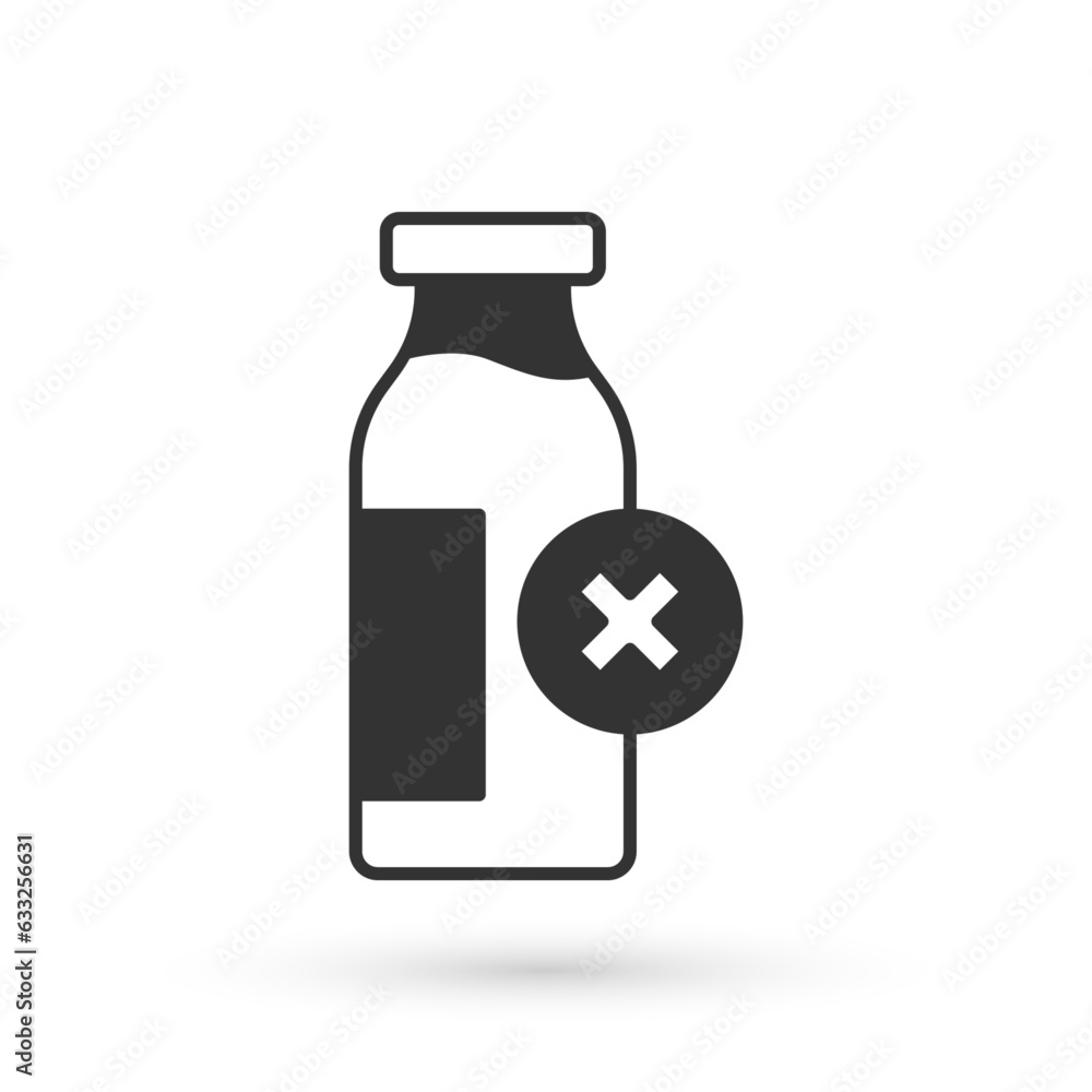 Grey Lactose intolerance icon isolated on white background. Not allow milk. Allergy concept, lactose intolerance allergy warning sign. Vector Grey Lactose intolerance icon isolated on white background. Not allow milk. Allergy concept, lactose intolerance allergy warning sign. Vector