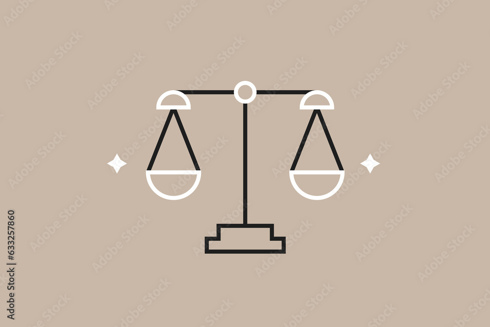 Vector scales illustration in flat design style, geometric law and justice icon.
Vector scales illustration in flat design style, geometric law and justice icon.