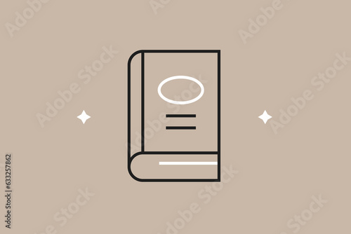 Vector law book illustration in flat design style,  geometric law and justice icon.
