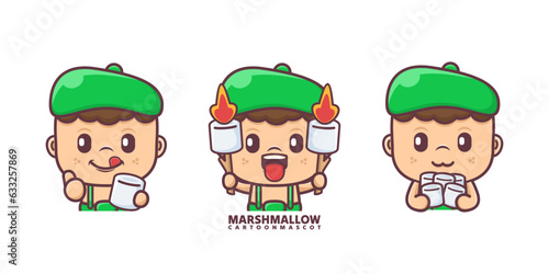 marshmallow cartoon mascot. suitable for, logo brand, stickers, icons.