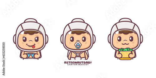 cute astronaut baby cartoon mascot