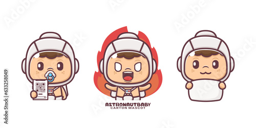 cute astronaut baby cartoon mascot