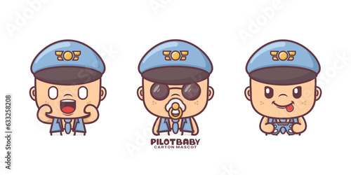 cute airplane pilot baby cartoon mascot