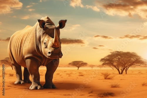 African rhinoceros reserve. Generate Ai