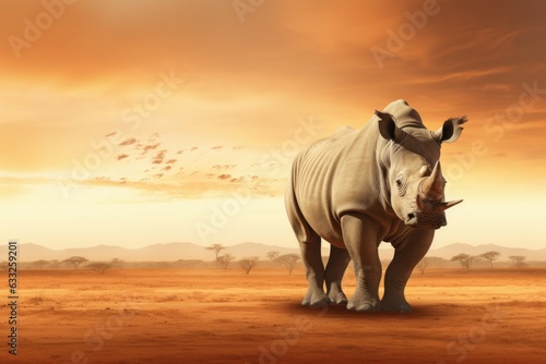 African rhinoceros savanna. Generate Ai