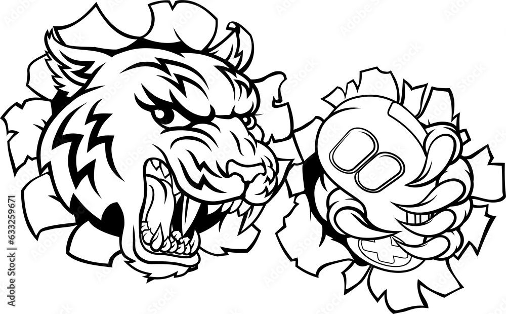 Tiger Gamer Video Game Controller Cartoon Mascot Tiger Gamer Video Game Controller Cartoon Mascot